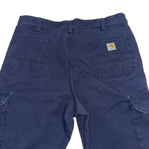 Carhartt Blue Dungaree Fit Flame Resistant Utility Cargo Work Pants Size 38x32 - Picture 7 of 14